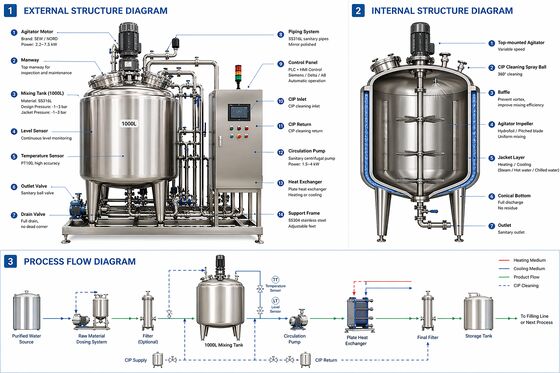 Sterile Solution Preparation System 2000L with SS316L Vessel (Sanitary Design, Temperature Control)